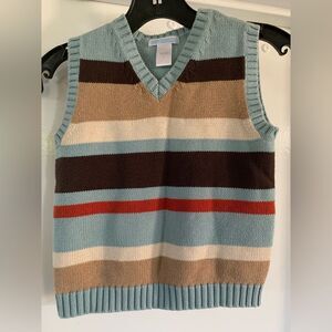 Janie & Jack Brown-blue Striped Sweater Vest Size 6
